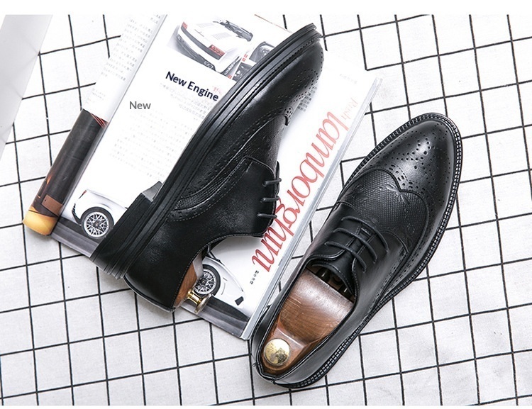 Voyage 2025 New Korean Style Brogue Men's British Business Formal Leather Hairstylist Work Trendy Shoes_voghion.com
