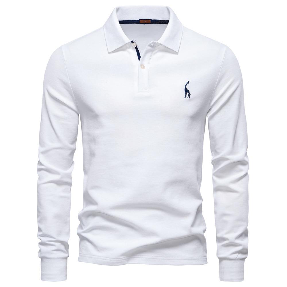 boy Boy POLO Shirt Versatile Top High-quality Polo Men's 2025 Solid Color Autumn Casual Turn-down Collar Long Sleeve_voghion.com