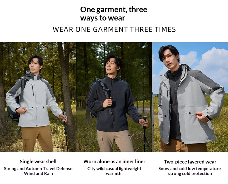 Giacca a vento da uomo, impermeabile e antivento, 3 in 1, staccabile, autunno inverno, nuovo set da due pezzi per esterni, da donna_voghion.com