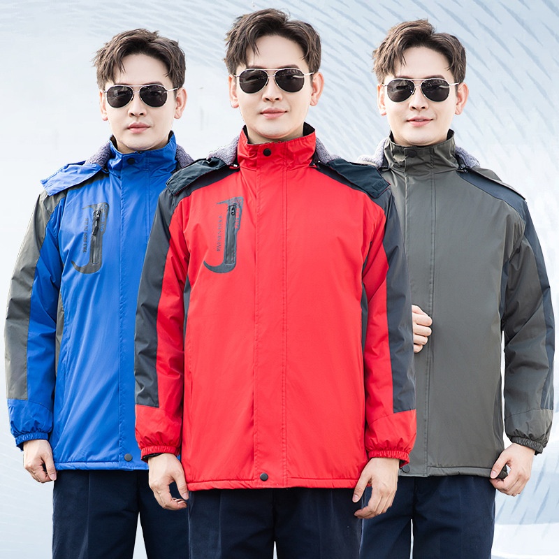 Veste de travail d'hiver personnalisée pour garçon, rembourrée en coton, doublée polaire, coupe-vent et épaisse, avec impression personnalisée._voghion.com