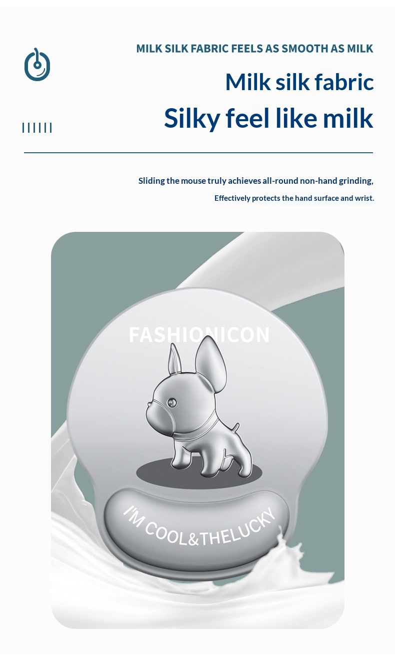 NeoGear NeoGear NeoGear Neue Maus-Tastatur-Handauflage, trendiges, niedliches, rutschfestes Handgelenkpolster, Französische Bulldogge 3D, Großhandel_voghion.com