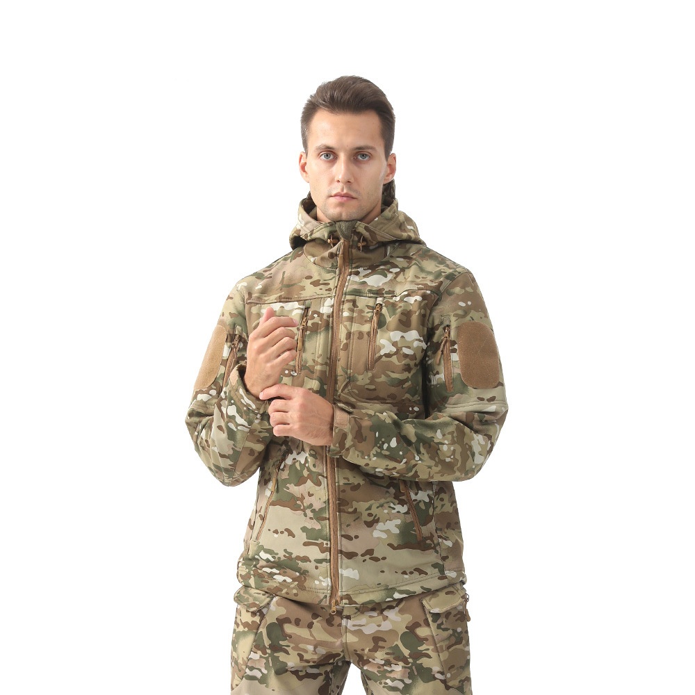 ESDY Softshell-Outdoorjacke für Jungen, Tarnmuster, Thermojacke für Herren, winddicht, ideal zum Radfahren und Wandern._voghion.com