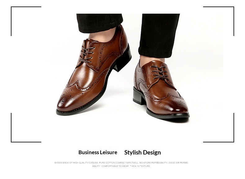 Voyage 2024 Nuovo stile, scarpe formali con aumento di altezza per uomo, in vera pelle, brogue, da ufficio, da uomo, da sposa_voghion.com