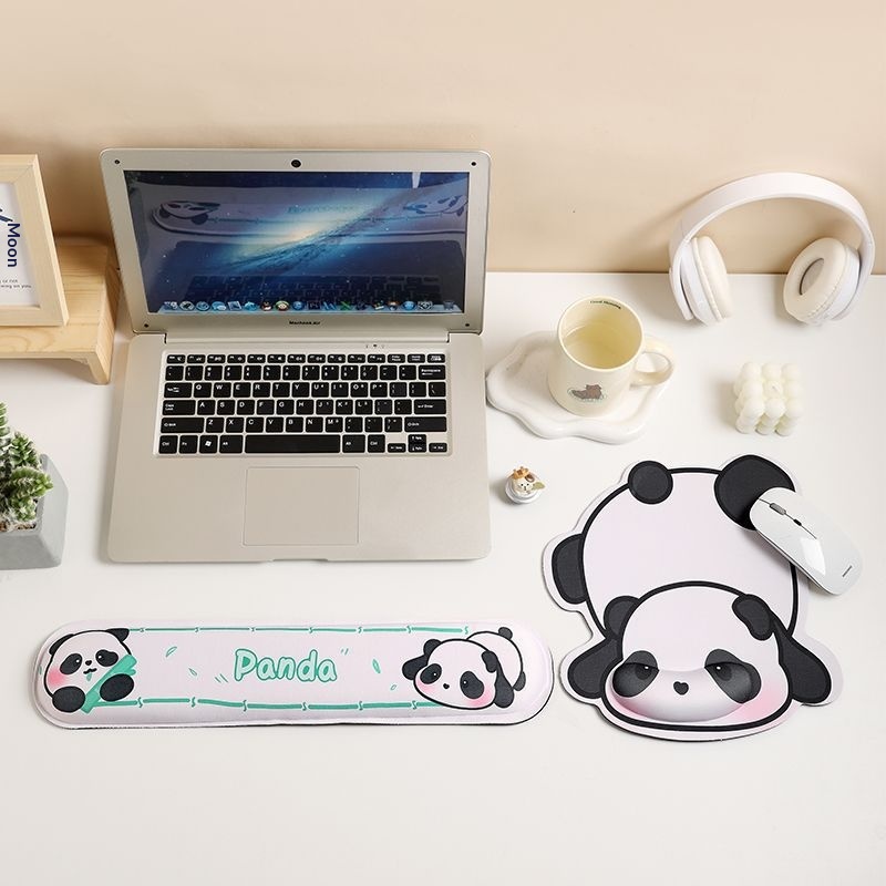 Tapis de souris NeoGear NeoGear NeoGear Panda 3D avec support pour femmes, en mousse à mémoire de forme, pour ordinateur portable ou clavier de bureau, repose-poignets_voghion.com