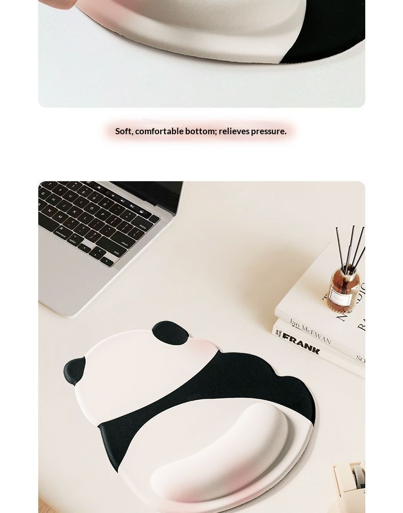 Tapis de souris NeoGear NeoGear NeoGear Panda 3D avec support pour femmes, en mousse à mémoire de forme, pour ordinateur portable ou clavier de bureau, repose-poignets_voghion.com