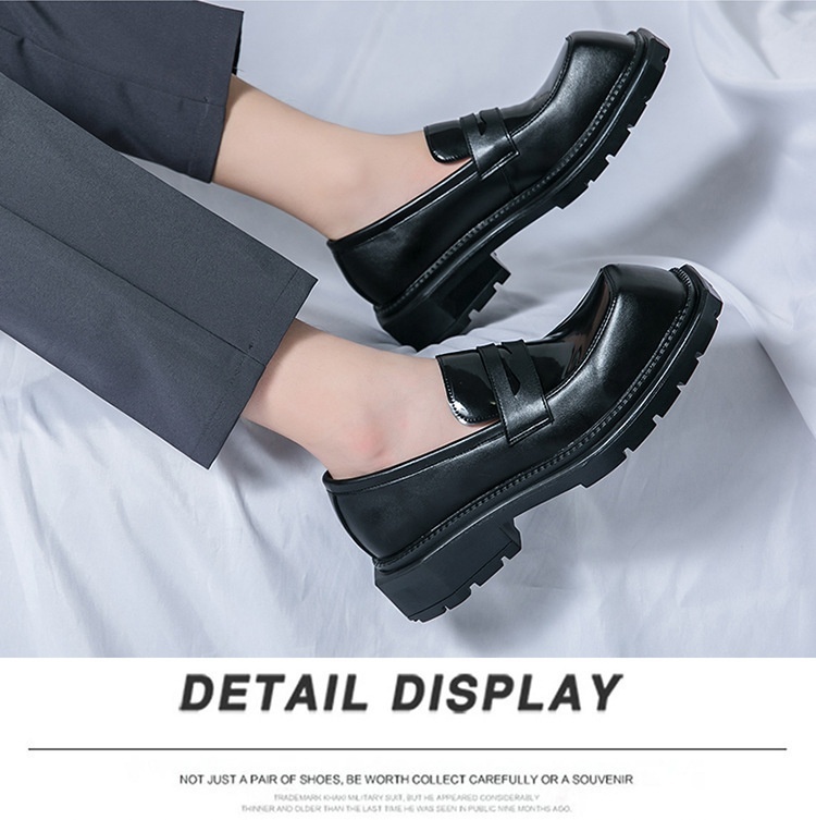 WalkPrime Formal Square Toe Leather For Men Britih Style In Caual Groommen Suit Black Thick-Soled Height-Increaing Derby_voghion.com