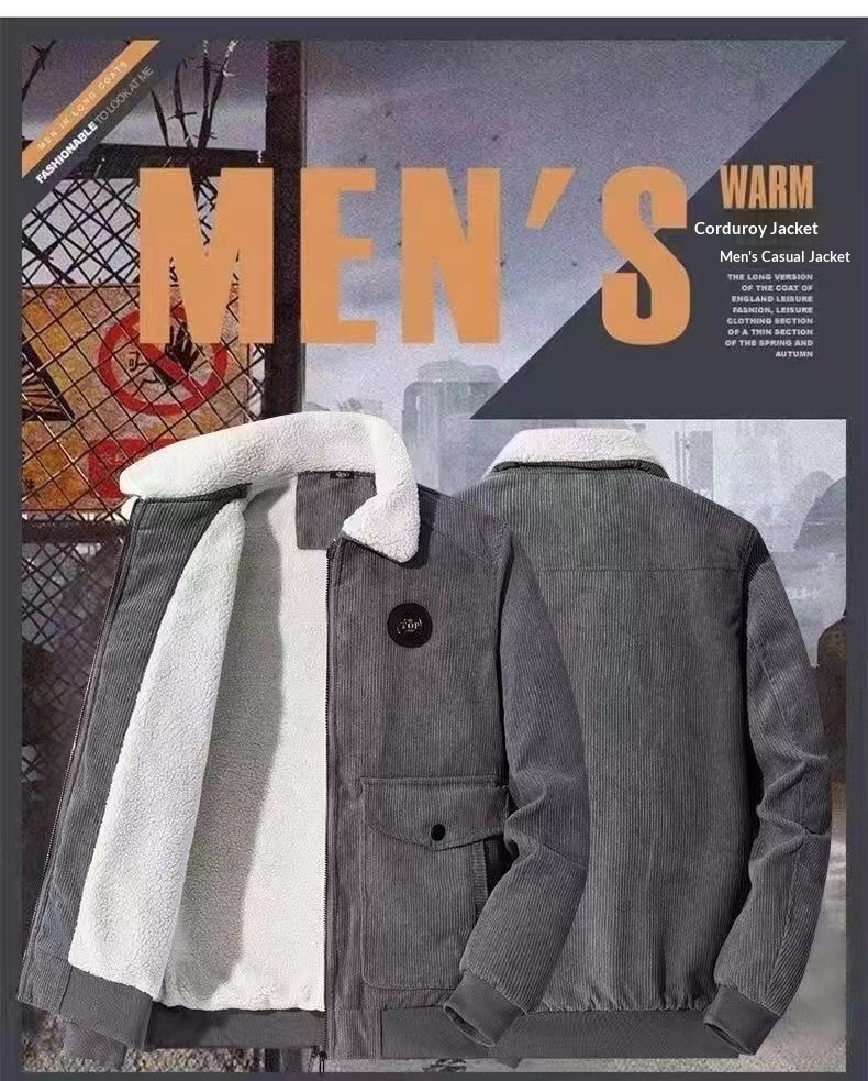 boy Boy Fleece Lined Thickened Woolen Jacket Autumn Winter New Warm Clothing Men's Short Coat Overcoat_voghion.com