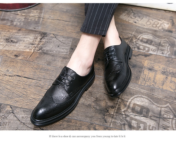 Voyage 2025 New Korean Style Brogue Men's British Business Formal Leather Hairstylist Work Trendy Shoes_voghion.com