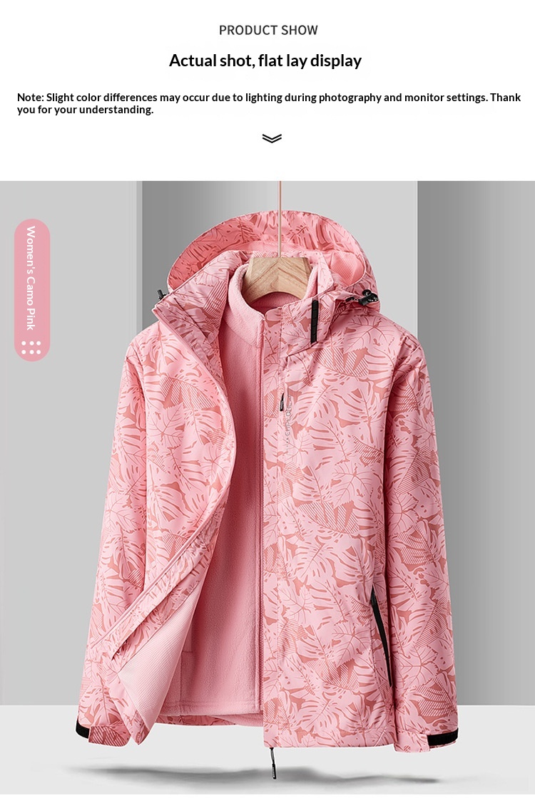 Erkek Çocuk Kadın İlkbahar Sonbahar Kış Üçü Bir Arada Çıkarılabilir Rüzgar Geçirmez Su Geçirmez Yürüyüş Kayak Ceketi Erkek Polar Astarlı Kalınlaştırılmış_voghion.com