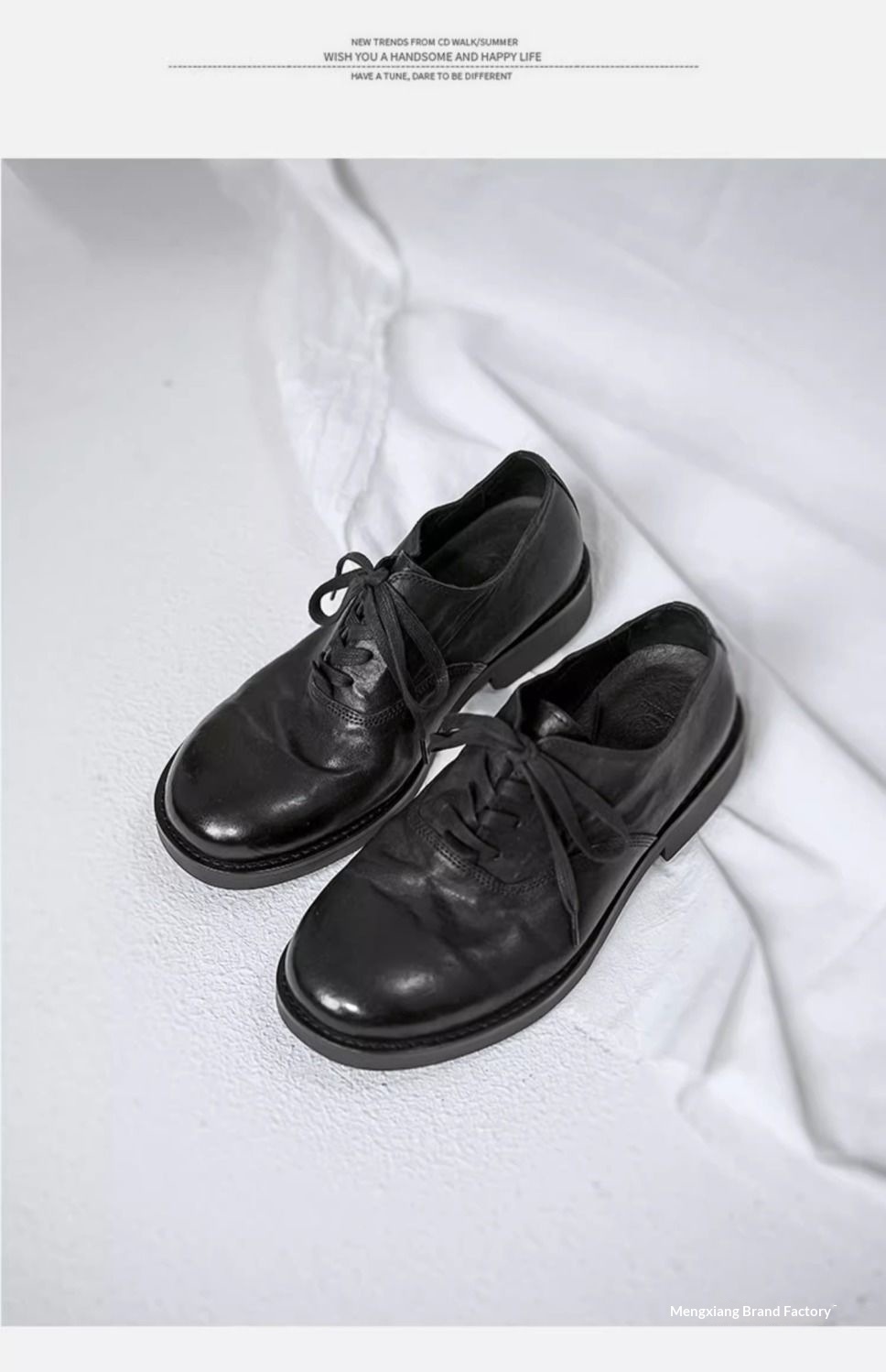 WalkPrime Japanese Retro For Men Dark Black Yamamoto Handmade Trendy Unique Vintage Genuine Leather Soft Cowhide Shoes Summer_voghion.com