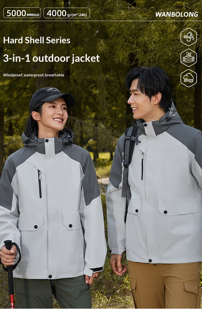 Giacca a vento da uomo, impermeabile e antivento, 3 in 1, staccabile, autunno inverno, nuovo set da due pezzi per esterni, da donna_voghion.com