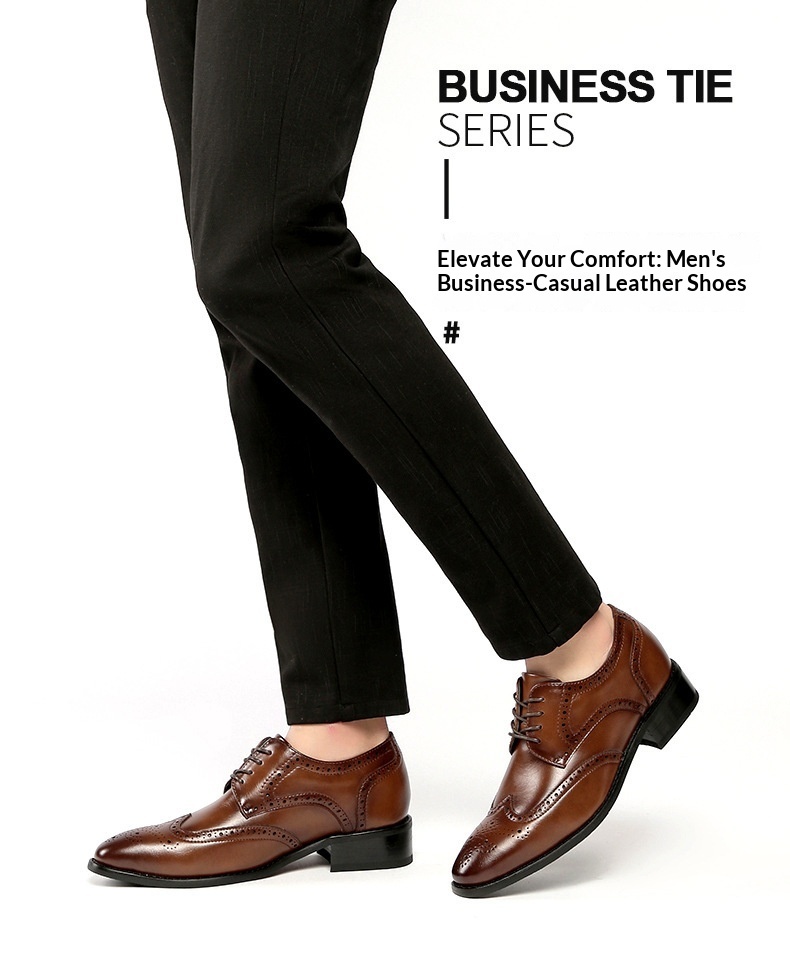 Voyage 2024 Nuovo stile, scarpe formali con aumento di altezza per uomo, in vera pelle, brogue, da ufficio, da uomo, da sposa_voghion.com