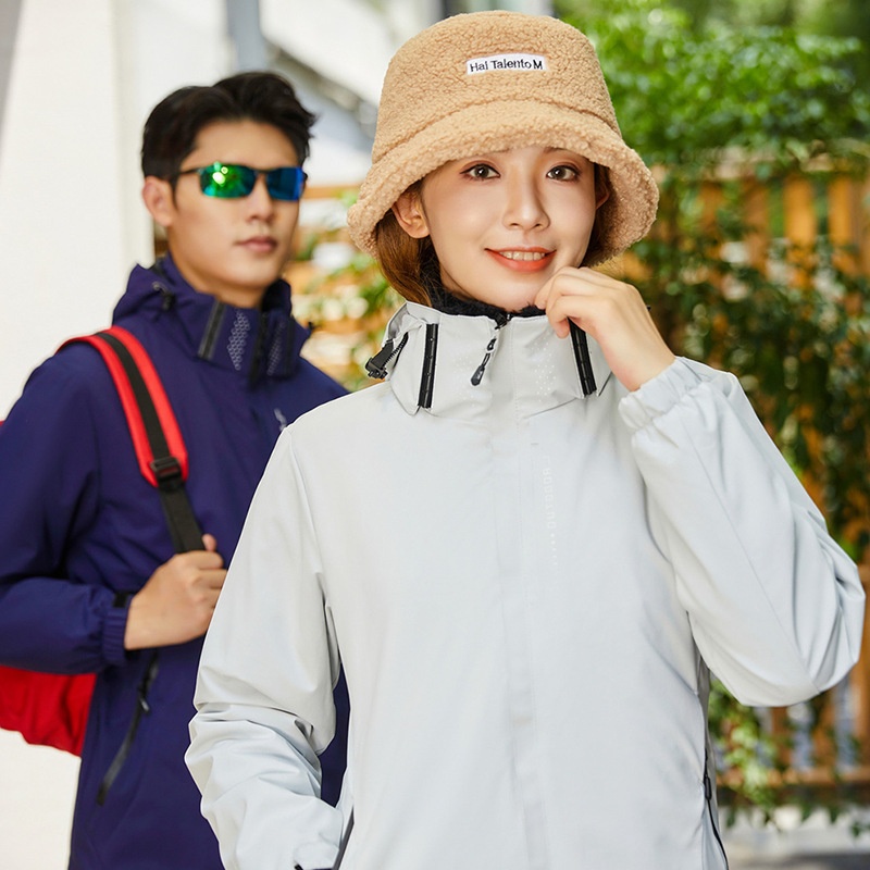 Giacca a vento ispessita da esterno per uomo e donna, set tre in uno da 0,05 kg, staccabile, antivento e impermeabile_voghion.com