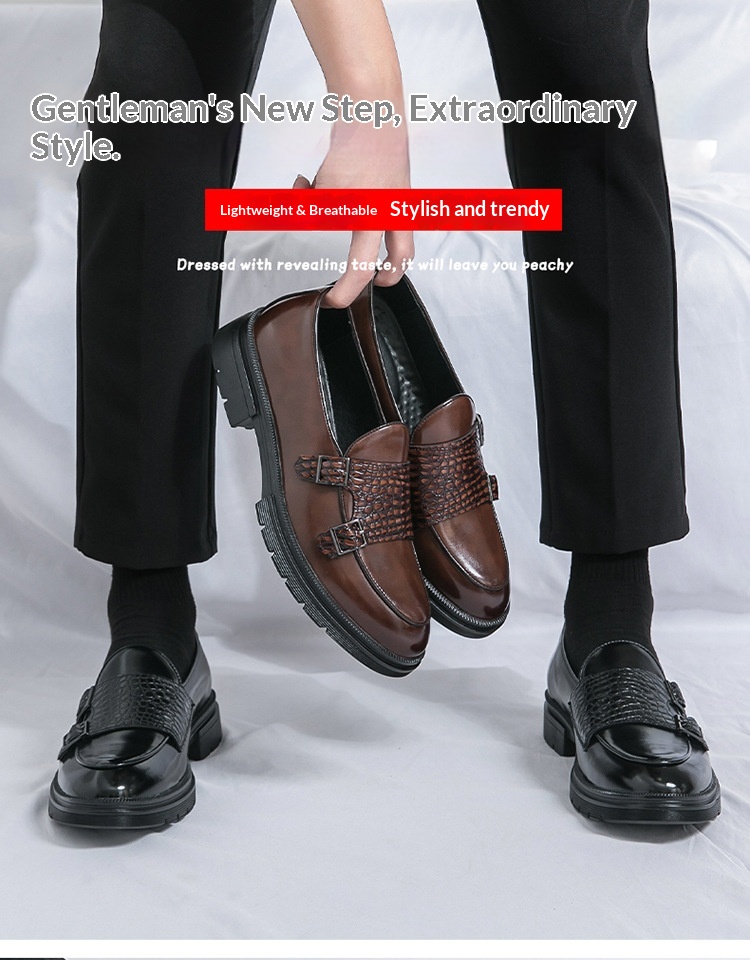 Voyage Vintage Casual Slip-On Herrenschuhe aus Leder mit doppelter Schnalle, Herbst/Winter, spitz zulaufend, Business-Stil, Monk-Schuhe_voghion.com