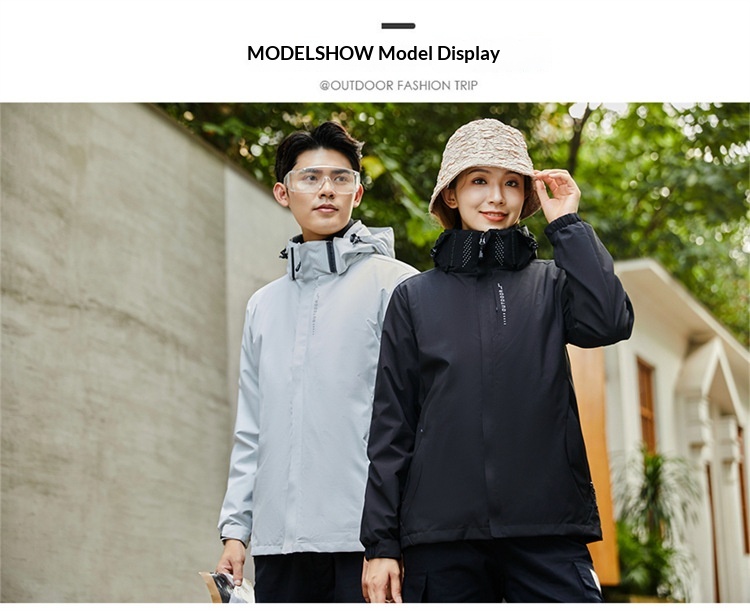 Giacca a vento ispessita da esterno per uomo e donna, set tre in uno da 0,05 kg, staccabile, antivento e impermeabile_voghion.com
