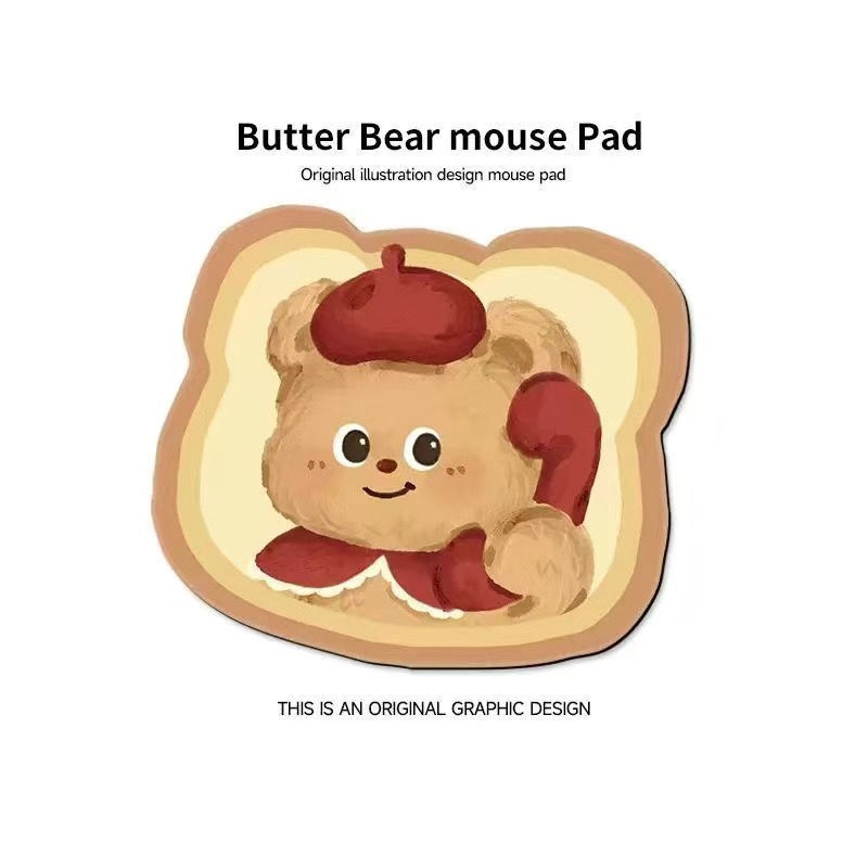 NeoGear NeoGear NeoGear Cute Toast Bear Mouse Pad Small Wrist Support Irregular Cartoon Girl Ins Style Computer Office Desk Mat_voghion.com