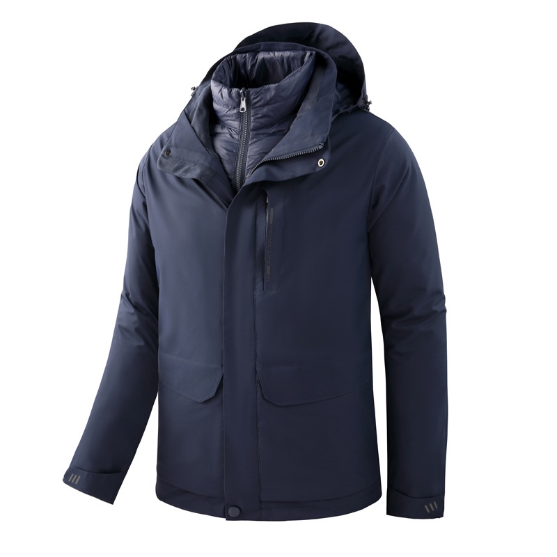 Sommerwanderanzug für Jungen mit Daunenfutter für Herren, Outdoor-Arbeitsbekleidung, wasser- und winddicht, 3-in-1 wasserabweisend_voghion.com