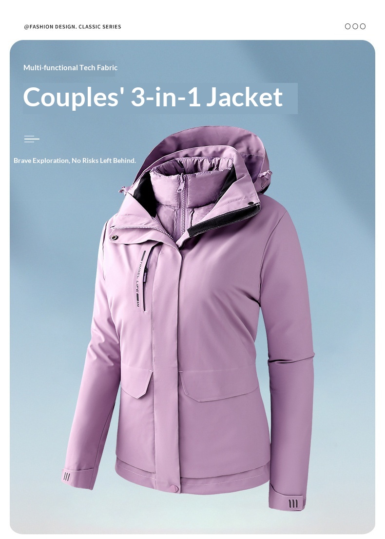 Sommerwanderanzug für Jungen mit Daunenfutter für Herren, Outdoor-Arbeitsbekleidung, wasser- und winddicht, 3-in-1 wasserabweisend_voghion.com