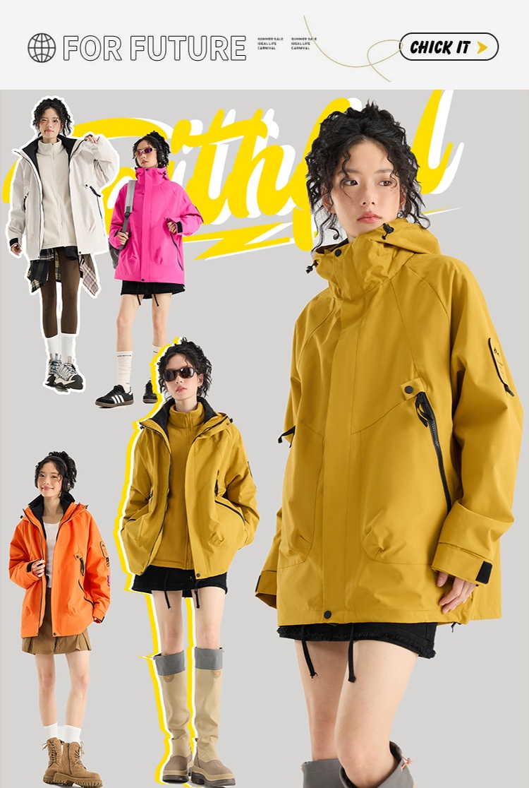 Boy Mountain Style Damen 3-in-1 Jacke Herren Outdoor Winddicht Wasserdicht Locker Übergröße Mantel Herausnehmbares Innenfutter_voghion.com