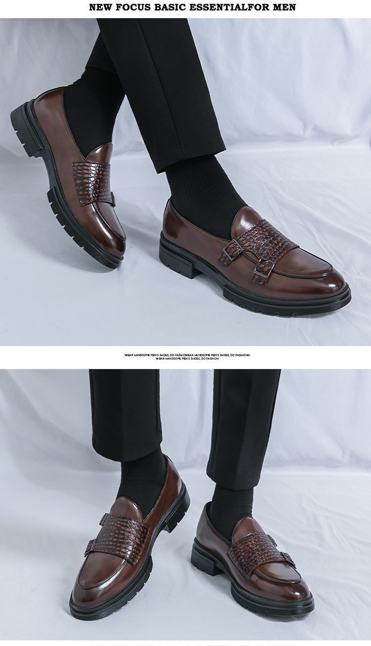 Voyage Vintage Casual Slip-On Herrenschuhe aus Leder mit doppelter Schnalle, Herbst/Winter, spitz zulaufend, Business-Stil, Monk-Schuhe_voghion.com