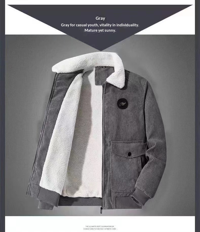boy Boy Fleece Lined Thickened Woolen Jacket Autumn Winter New Warm Clothing Men's Short Coat Overcoat_voghion.com