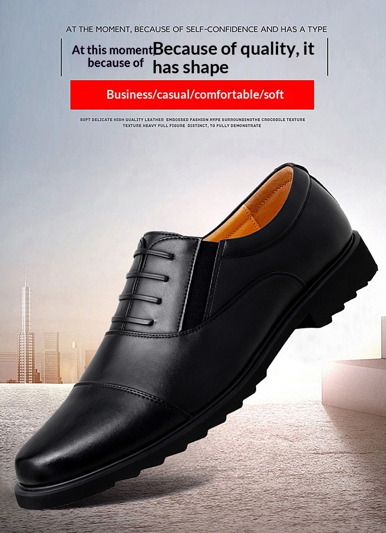 Glide Business Leather Soft Sole Lightweight Office Commute Comfortable Inner Lining Convenient Slip-On Wholesale Men's Shoes_voghion.com