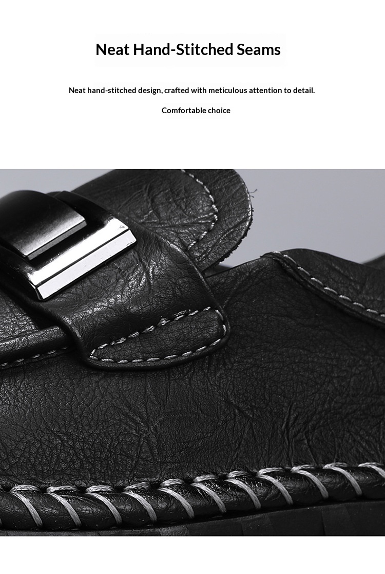 Voyage Cross-Border Export Large Size Hand-Sewn Casual Soft Sole Wide Toe Business Leather Shoes Men's Slip-On Loafers_voghion.com