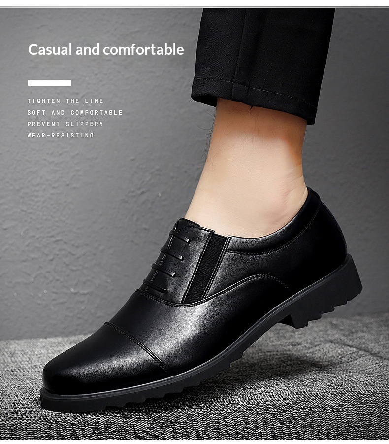 Glide Business Leather Soft Sole Lightweight Office Commute Comfortable Inner Lining Convenient Slip-On Wholesale Men's Shoes_voghion.com