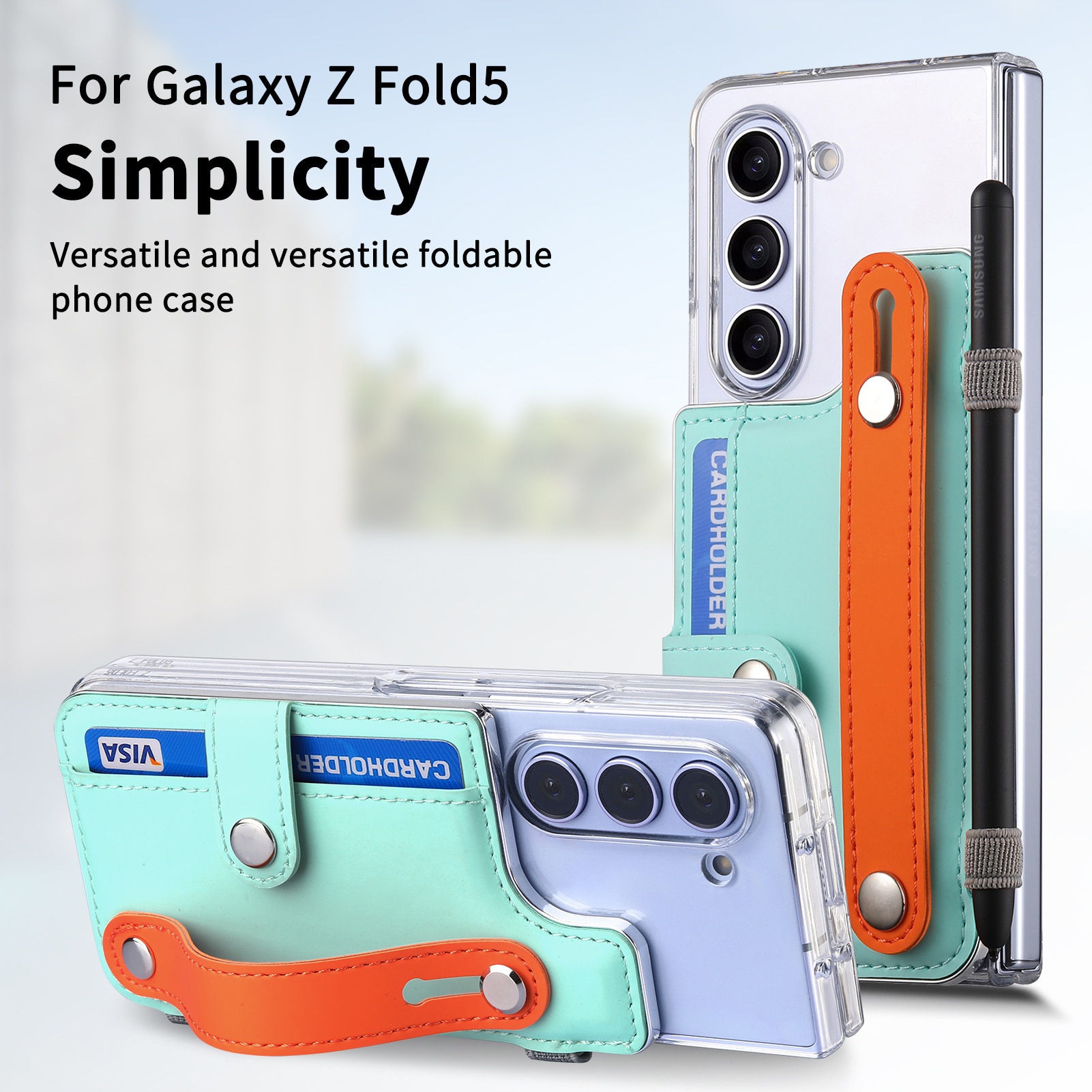 Custodia protettiva con cinturino da polso e porta carte compatibile con Samsung Galaxy Z 6 di TechGlobe Creative_voghion.com