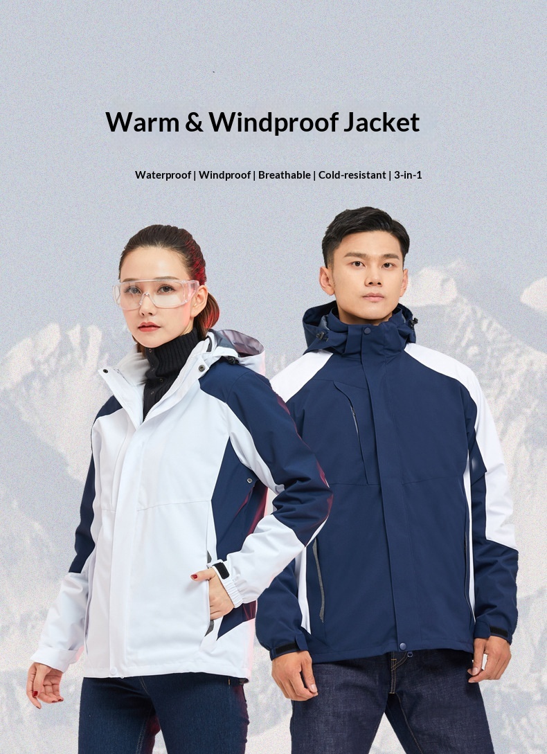 boy Boy Outdoor 3-in-1 Detachable Unisex Workwear Soft Shell Waterproof Windproof Quick-Dry Hooded Jacket_voghion.com