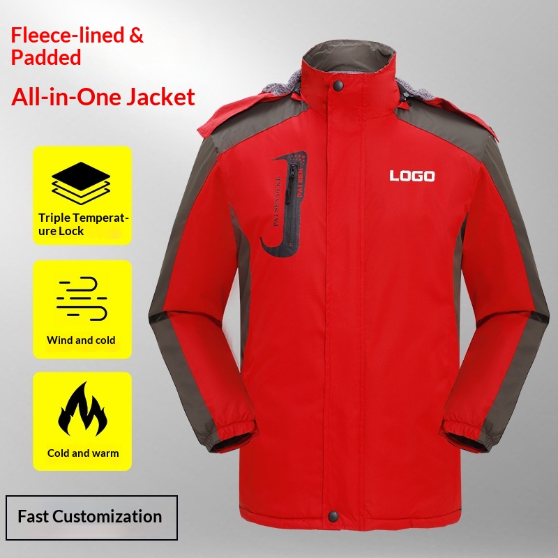 Veste de travail d'hiver personnalisée pour garçon, rembourrée en coton, doublée polaire, coupe-vent et épaisse, avec impression personnalisée._voghion.com