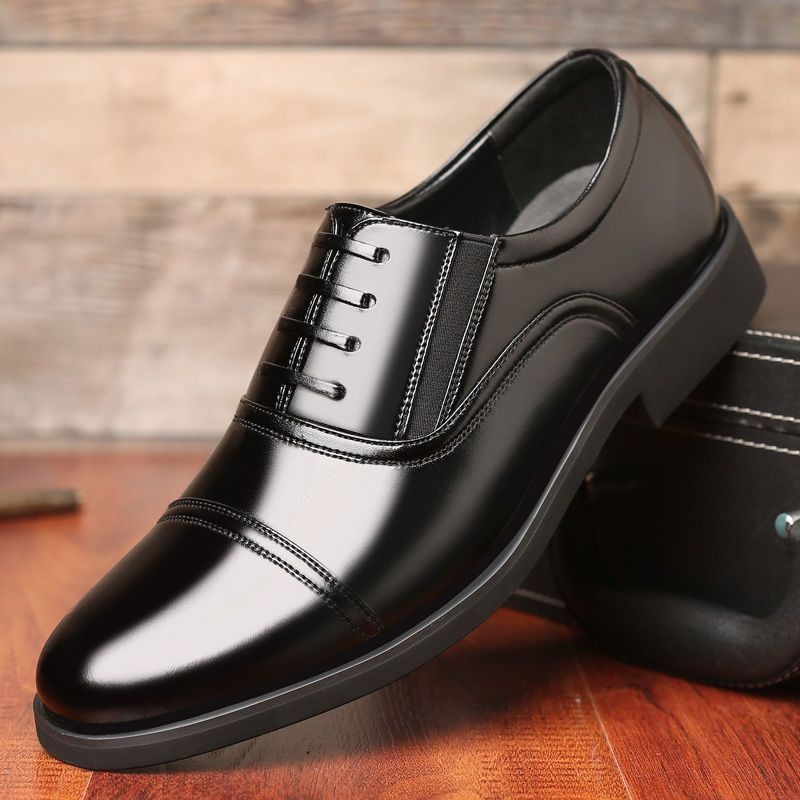 Glide Business Leather Soft Sole Lightweight Office Commute Comfortable Inner Lining Convenient Slip-On Wholesale Men's Shoes_voghion.com