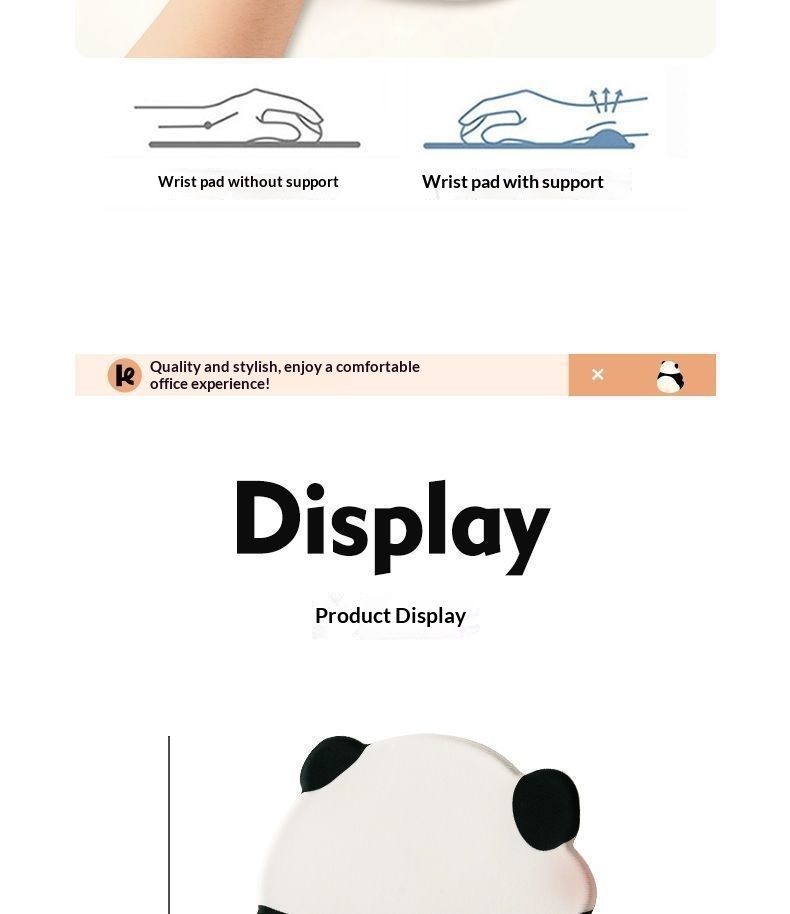 Tapis de souris NeoGear NeoGear NeoGear Panda 3D avec support pour femmes, en mousse à mémoire de forme, pour ordinateur portable ou clavier de bureau, repose-poignets_voghion.com