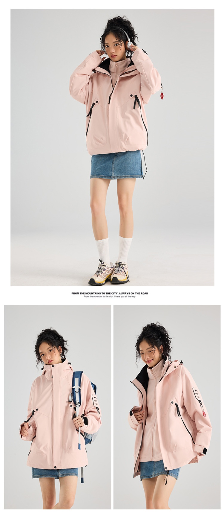 Boy Mountain Style Damen 3-in-1 Jacke Herren Outdoor Winddicht Wasserdicht Locker Übergröße Mantel Herausnehmbares Innenfutter_voghion.com