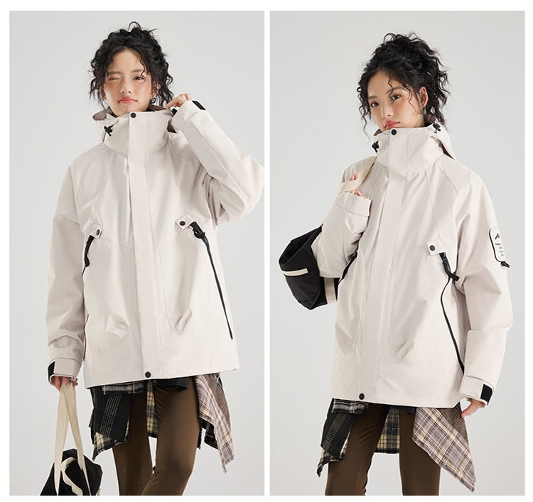 Boy Mountain Style Damen 3-in-1 Jacke Herren Outdoor Winddicht Wasserdicht Locker Übergröße Mantel Herausnehmbares Innenfutter_voghion.com