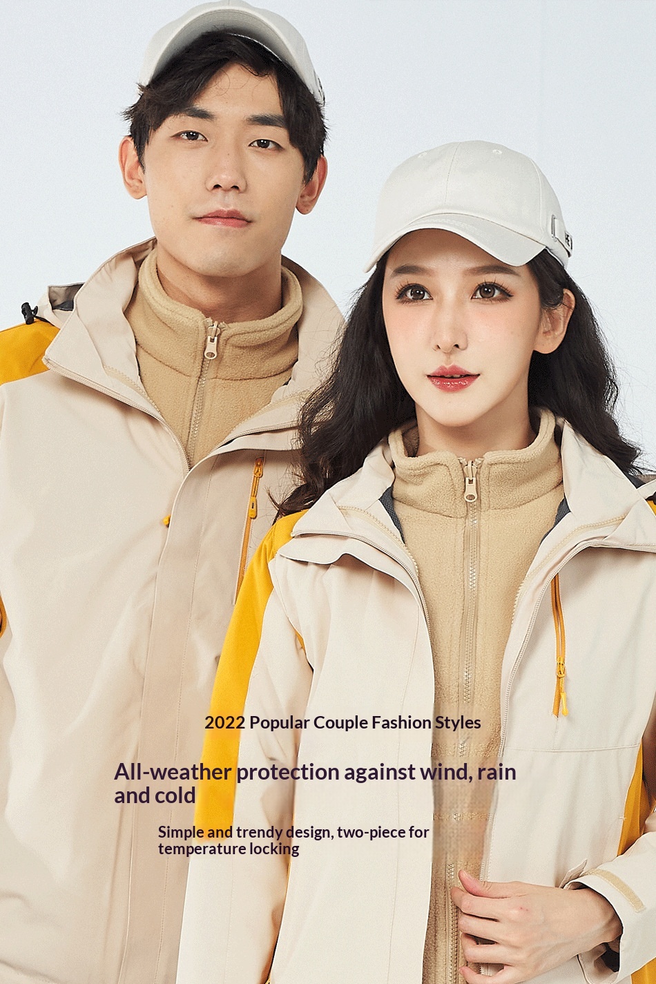 boy Boy Unisex Fleece-Lined Thickened Two-Piece Set Three-in-One Waterproof Breathable Mountaineer Ski Jacket With_voghion.com