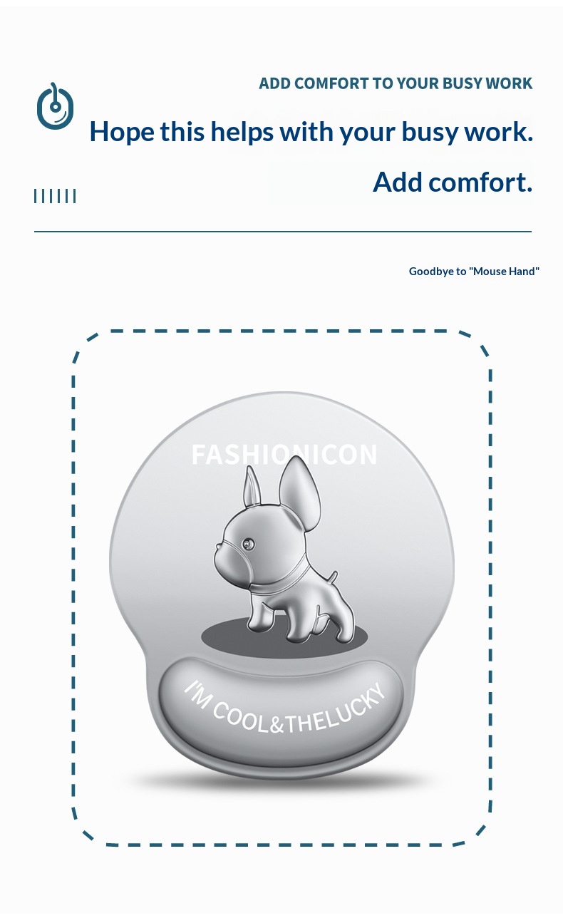 NeoGear NeoGear NeoGear Neue Maus-Tastatur-Handauflage, trendiges, niedliches, rutschfestes Handgelenkpolster, Französische Bulldogge 3D, Großhandel_voghion.com