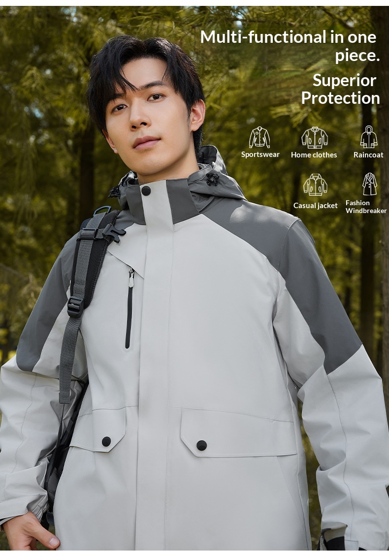 Giacca a vento da uomo, impermeabile e antivento, 3 in 1, staccabile, autunno inverno, nuovo set da due pezzi per esterni, da donna_voghion.com
