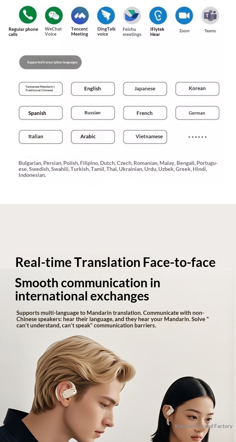 Écouteurs intra-auriculaires Bluetooth NeoGear 2025 : nouvelle technologie sans fil, conduction ouverte, IA, traduction intelligente, autonomie ultra longue, réduction du bruit pour le sport_voghion.com