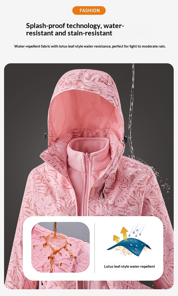 Erkek Çocuk Kadın İlkbahar Sonbahar Kış Üçü Bir Arada Çıkarılabilir Rüzgar Geçirmez Su Geçirmez Yürüyüş Kayak Ceketi Erkek Polar Astarlı Kalınlaştırılmış_voghion.com