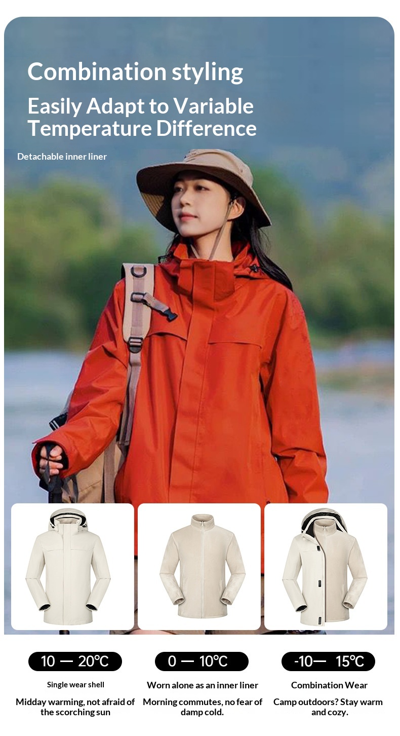 boy Boy Tuo Road Same Style Suzaku Red Jacket For Women Outdoor National Standard Waterproof Men's Three-in-One Windproof_voghion.com