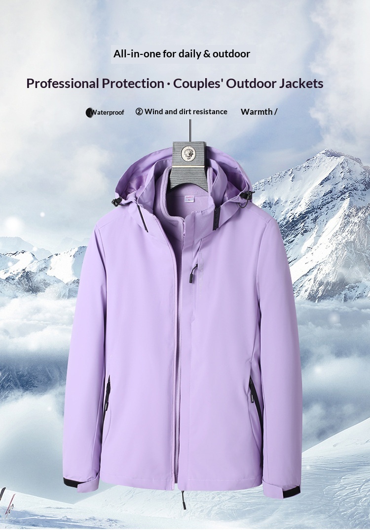 Boy Herren- und Damen 3-in-1 abnehmbare zweiteilige Outdoor-Jacke, winddicht und wasserdicht, Reise- und Bergsteigerbekleidung_voghion.com