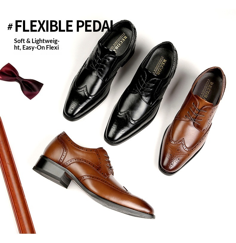 Voyage 2024 Nuovo stile, scarpe formali con aumento di altezza per uomo, in vera pelle, brogue, da ufficio, da uomo, da sposa_voghion.com