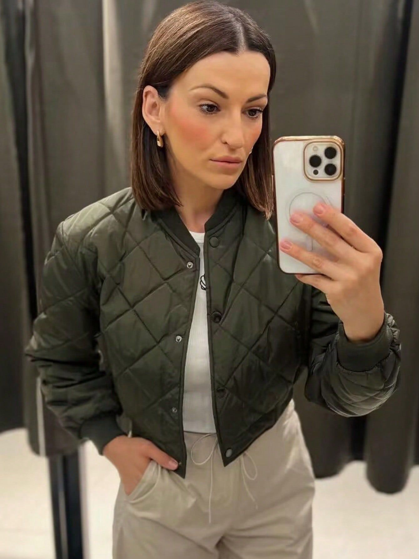 ChicShe Cross-Border European American Spring And Autumn Women's New Comfortable Casual Short Cotton Bomber Jacket Coat_voghion.com