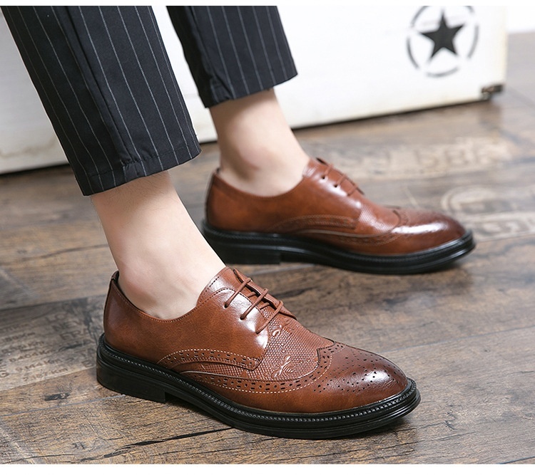 Voyage 2025 New Korean Style Brogue Men's British Business Formal Leather Hairstylist Work Trendy Shoes_voghion.com