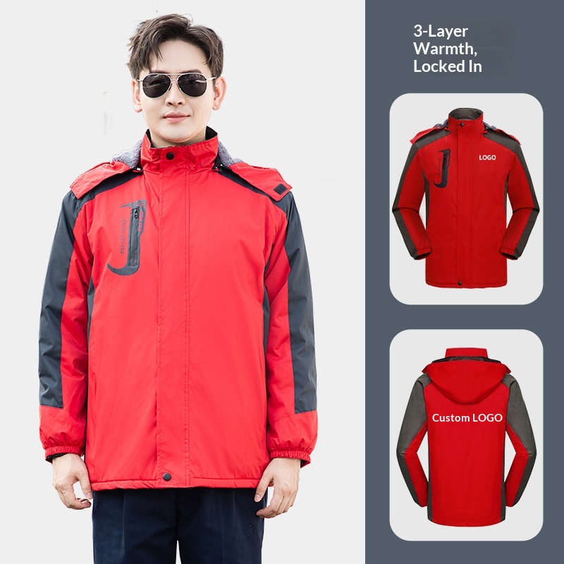 Veste de travail d'hiver personnalisée pour garçon, rembourrée en coton, doublée polaire, coupe-vent et épaisse, avec impression personnalisée._voghion.com