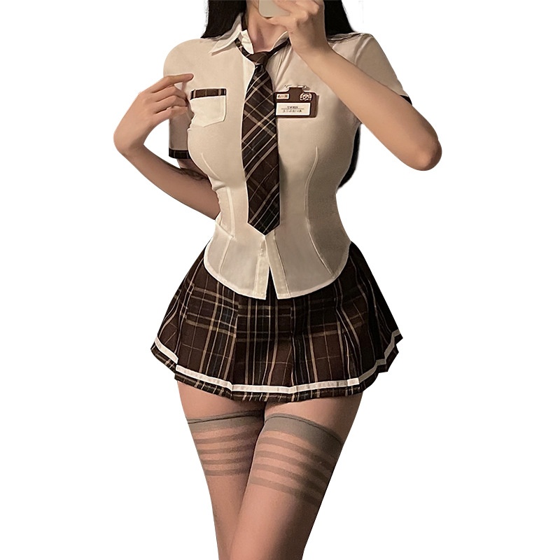 Eros Lab Xianyi Lingerie Sexy Student Costume Cosplay Uniform Temptation JK Short Skirt Death Water Passion Outfit Set For Women_voghion.com