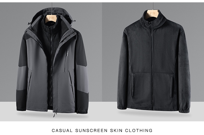 boy Boy Women's Trendy Brand Three-in-One Detachable Two-Piece With Fleece Lining, Thickened Men's Mink Velvet Windproof_voghion.com