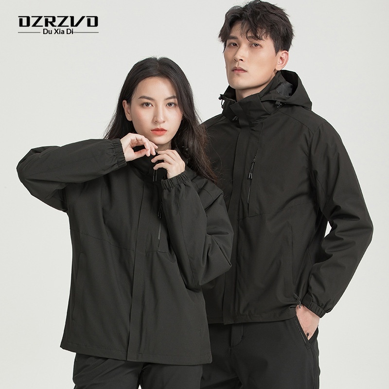 boy Boy New Outdoor Hiking 3-in-1 Jacket Men Windproof Waterproof Solid Color Two-Piece Set Women Coat Group Purchase Label_voghion.com