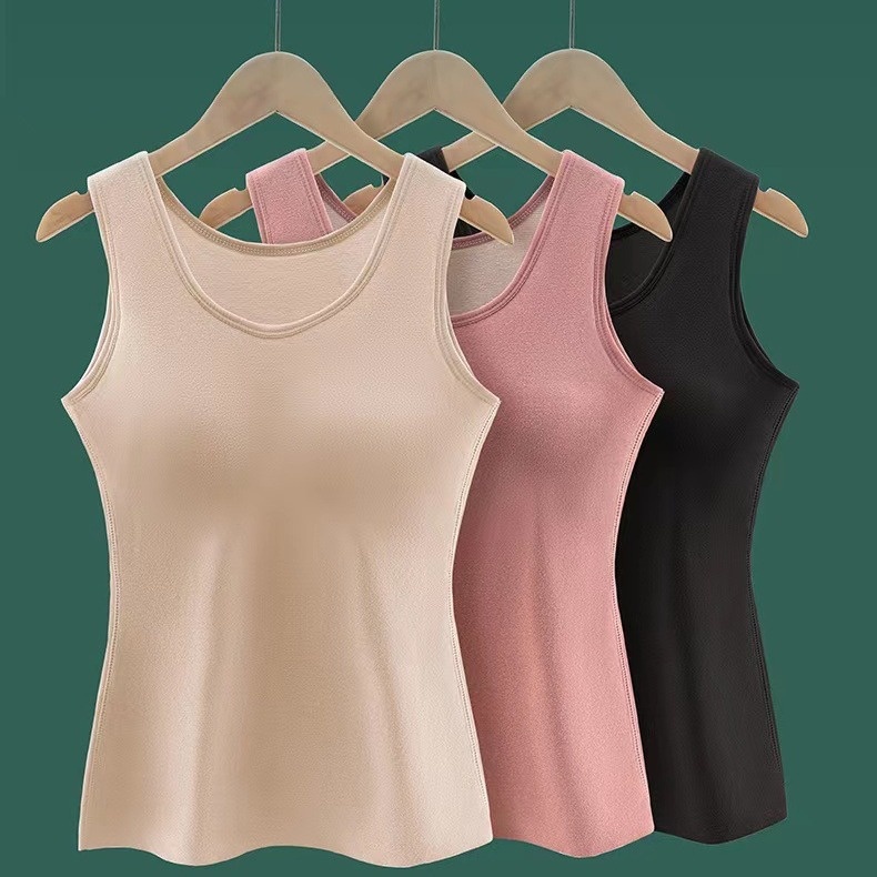 kız 822#Sütyen Gerektirmeyen Çıkarılabilir Pedli Termal Yelek Sonbahar Kış Polar Astarlı Kalınlaştırılmış Kaşmir İpek Büyük Beden İç Gömlek_voghion.com